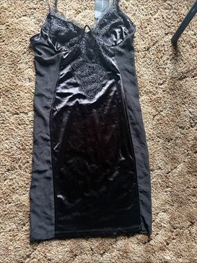 Fashion Nova Black Lace Velvet Mini Dress